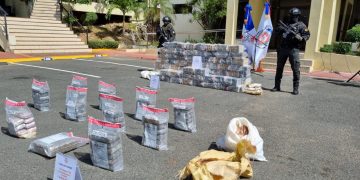 La Dirección Nacional de Control de Drogas (DNCD) ocuparon 450 paquetes presumiblemente cocaina.