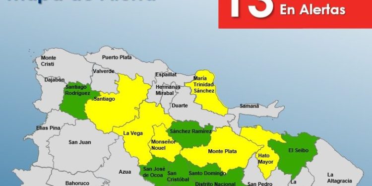 COE eleva a 13 las provincias en alerta; seis están amarilla y siete en verde