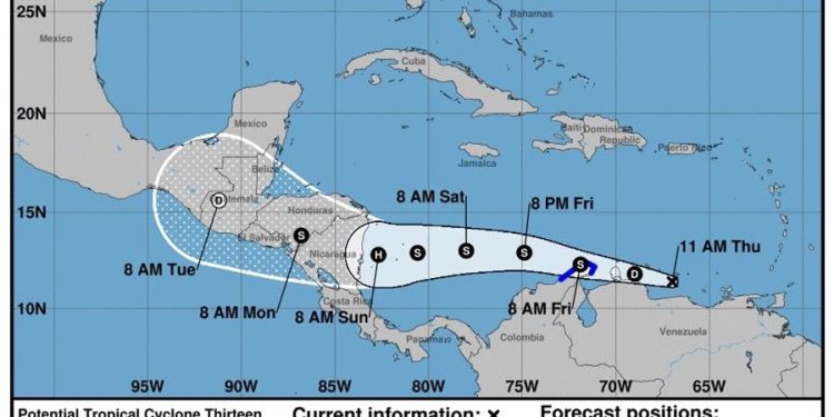Se forma la potencial tormenta tropical Trece y amenaza el Caribe